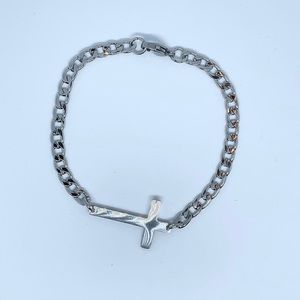 Silver Cross Curb Bracelet